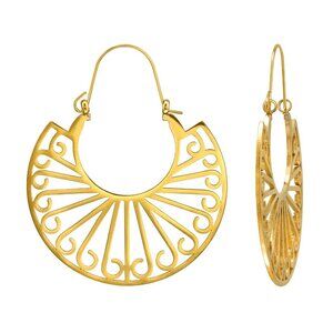 Statement Gold Hoop Earrings | 48mm Filigree Hoops | Waterproof Steel Hoops